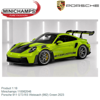 Product 1:18 | Minichamps 110062046 | Porsche 911 GT3 RS Weissach (992) Green 2023