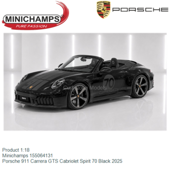 Product 1:18 | Minichamps 155064131 | Porsche 911 Carrera GTS Cabriolet Spirit 70 Black 2025