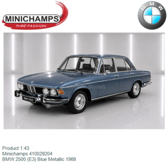 Product 1:43 | Minichamps 410029204 | BMW 2500 (E3) Blue Metallic 1968