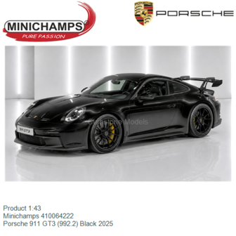 Product 1:43 | Minichamps 410064222 | Porsche 911 GT3 (992.2) Black 2025