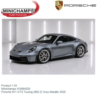 Product 1:43 | Minichamps 410064320 | Porsche 911 GT3 Touring (992.2) Grey Metallic 2025