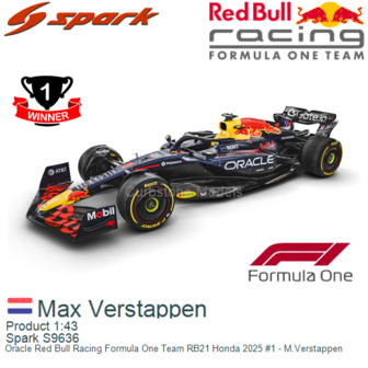 Product 1:43 | Spark S9636 | Oracle Red Bull Racing Formula One Team RB21 Honda 2025 #1 - M.Verstappen