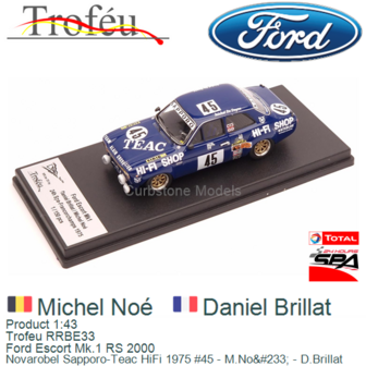 Product 1:43 | Trofeu RRBE33 | Ford Escort Mk.1 RS 2000 | Novarobel Sapporo-Teac HiFi 1975 #45 - M.No&amp;#233; - D.Brillat