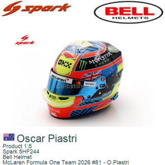 Product 1:5 | Spark 5HF244 | Bell Helmet | McLaren Formula One Team 2026 #81 - O.Piastri