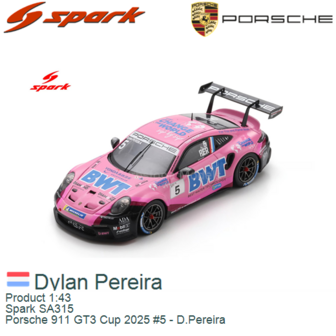 Product 1:43 | Spark SA315 | Porsche 911 GT3 Cup 2025 #5 - D.Pereira