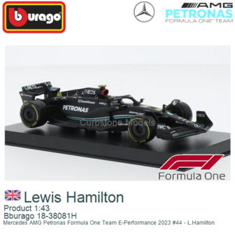Product 1:43 | Bburago 18-38081H | Mercedes AMG Petronas Formula One Team E-Performance 2023 #44 - L.Hamilton
