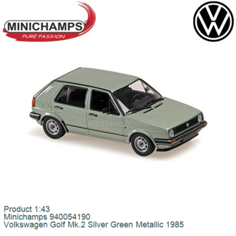 Product 1:43 | Minichamps 940054190 | Volkswagen Golf Mk.2 Silver Green Metallic 1985