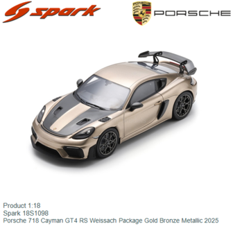 Product 1:18 | Spark 18S1098 | Porsche 718 Cayman GT4 RS Weissach Package Gold Bronze Metallic 2025