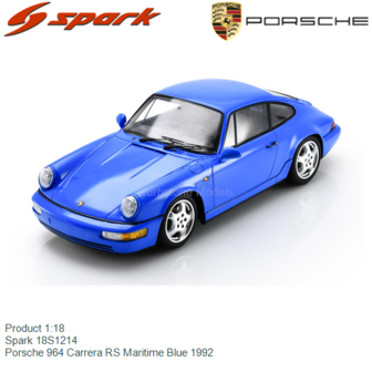 Product 1:18 | Spark 18S1214 | Porsche 964 Carrera RS Maritime Blue 1992
