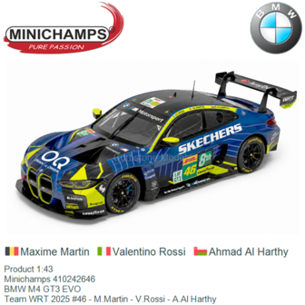 Product 1:43 | Minichamps 410242646 | BMW M4 GT3 EVO | Team WRT 2025 #46 - M.Martin - V.Rossi - A.Al Harthy