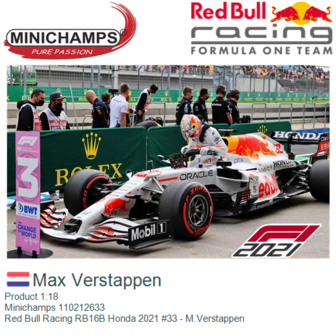 Product 1:18 | Minichamps 110212633 | Red Bull Racing RB16B Honda 2021 #33 - M.Verstappen