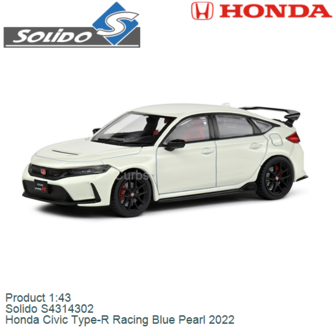 Product 1:43 | Solido S4314302 | Honda Civic Type-R Racing Blue Pearl 2022