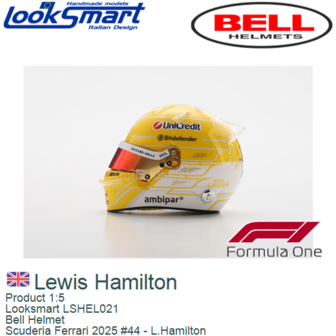 Product 1:5 | Looksmart LSHEL021 | Bell Helmet | Scuderia Ferrari 2025 #44 - L.Hamilton