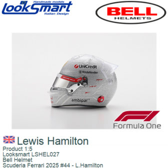 Product 1:5 | Looksmart LSHEL027 | Bell Helmet | Scuderia Ferrari 2025 #44 - L.Hamilton