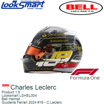 Product 1:5 | Looksmart LSHEL004 | Bell Helmet | Scuderia Ferrari 2024 #16 - C.Leclerc