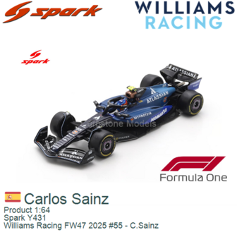 Product 1:64 | Spark Y431 | Williams Racing FW47 2025 #55 - C.Sainz
