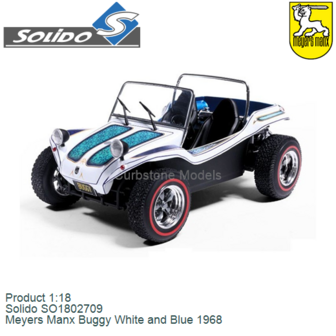 Product 1:18 | Solido SO1802709 | Meyers Manx Buggy White and Blue 1968