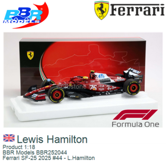Product 1:18 | BBR Models BBR252044 | Ferrari SF-25 2025 #44 - L.Hamilton
