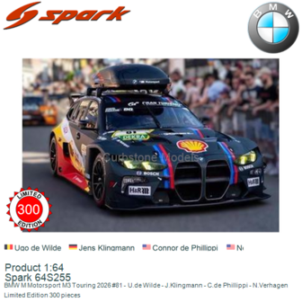 Product 1:64 | Spark 64S255 | BMW M Motorsport M3 Touring 2026 #81 - U.de Wilde - J.Klingmann - C.de Phillippi - N.Verhagen