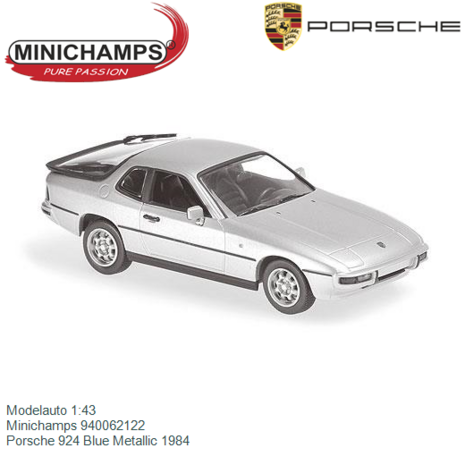 Modelauto 1:43 | Minichamps 940062122 | Porsche 924 Blue Metallic 1984