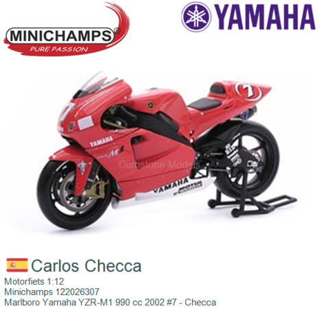 Motorfiets 1:12 | Minichamps 122026307 | Marlboro Yamaha YZR-M1 990 cc 2002 #7 - Checca