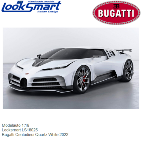 Modelauto 1:18 | Looksmart LS18025 | Bugatti Centodieci Quartz White 2022