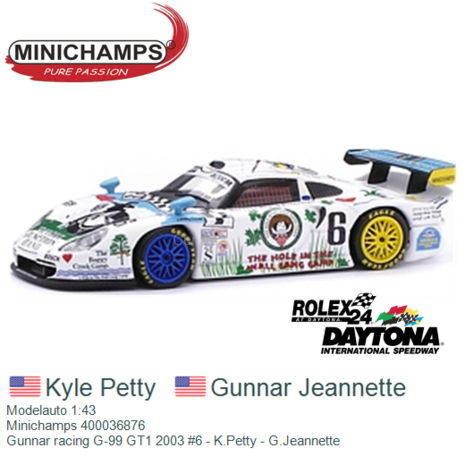 Modelauto 1:43 | Minichamps 400036876 | Gunnar racing G-99 GT1 2003 #6 - K.Petty - G.Jeannette