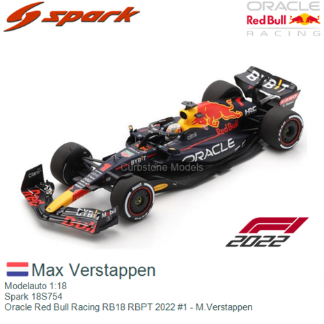 Modelauto 1:18 | Spark 18S754 | Oracle Red Bull Racing RB18 RBPT 2022 - M.