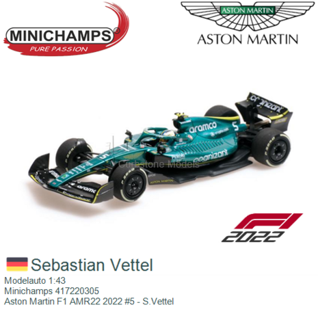1:43 | Minichamps 417220305 | Aston Martin F1 AMR22 2022 #5 - .Vettel