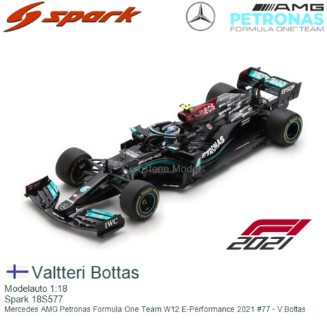 Modelauto 1:18 | Spark 18S577 | Mercedes AMG Petronas Formula One Team W12 E-Performance 2021 #77 - V.Bottas