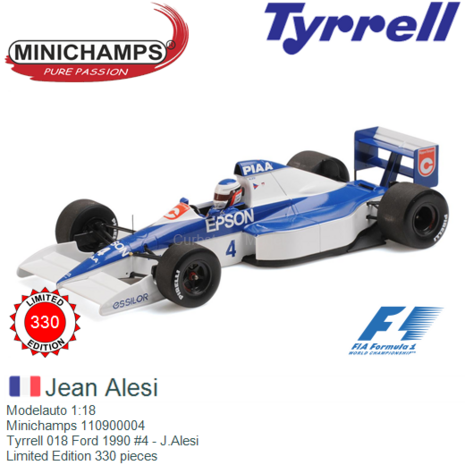Modelauto 1:18 | Minichamps 110900004 | Tyrrell 018 Ford 1990 #4 - J.Alesi