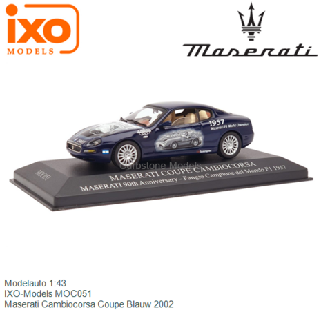 Modelauto 1:43 | IXO-Models MOC051 | Maserati Cambiocorsa Coupe Blauw 2002