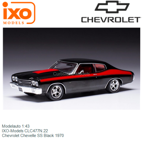 Modelauto 1:43 | IXO-Models CLC477N.22 | Chevrolet Chevelle SS Black 1970