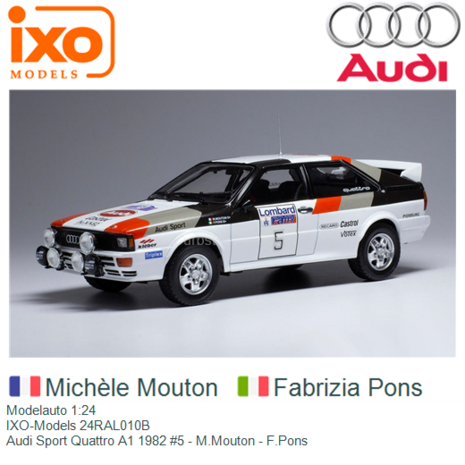 Modelauto 1:24 | IXO-Models 24RAL010B | Audi Sport Quattro A1 1982 #5 - M.Mouton - F.Pons