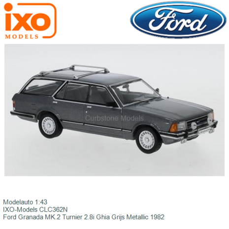 Modelauto 1:43 | IXO-Models CLC362N | Ford Granada MK.2 Turnier 2.8i Ghia Grijs Metallic 1982
