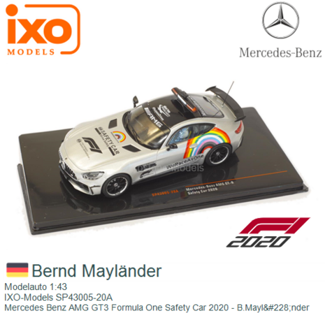 Modelauto 1:43 | IXO-Models SP43005-20A | Mercedes Benz AMG GT3 Formula One Safety Car 2020 - B.Mayl&#228;nder