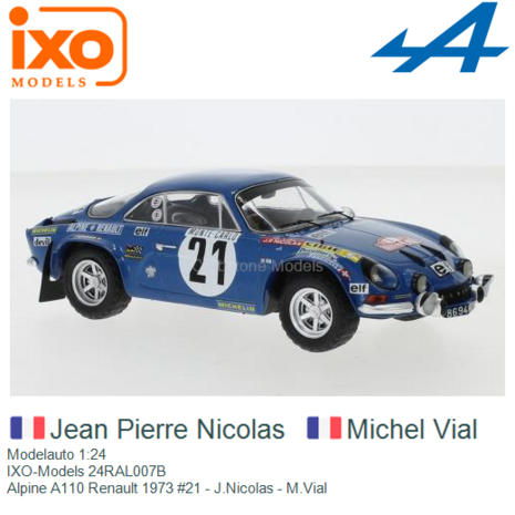 Modelauto 1:24 | IXO-Models 24RAL007B | Alpine A110 Renault 1973 #21 - J.Nicolas - M.Vial