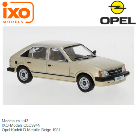 Modelauto 1:43 | IXO-Models CLC394N | Opel Kadett D Metallic Beige 1981