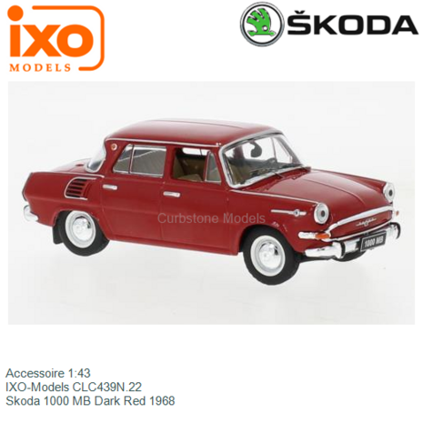 Accessoire 1:43 | IXO-Models CLC439N.22 | Skoda 1000 MB Dark Red 1968