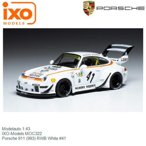 Modelauto 1:43 | IXO-Models MOC322 | Porsche 911 (993) RWB White #41