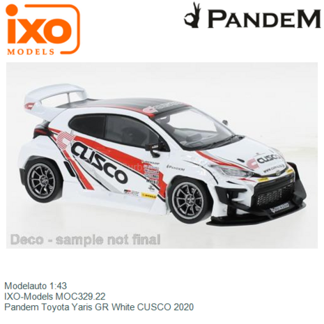 Modelauto 1:43 | IXO-Models MOC329.22 | Pandem Toyota Yaris GR White CUSCO 2020