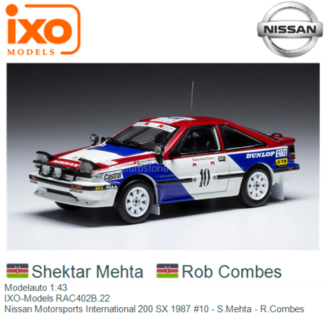 Modelauto 1:43 | IXO-Models RAC402B.22 | Nissan Motorsports International 200 SX 1987 #10 - S.Mehta - R.Combes
