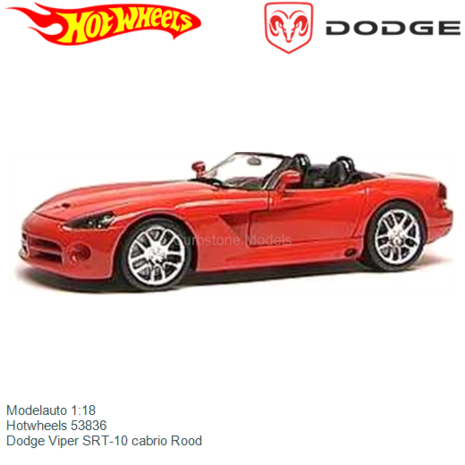 Modelauto 1:18 | Hotwheels 53836 | Dodge Viper SRT-10 cabrio Rood