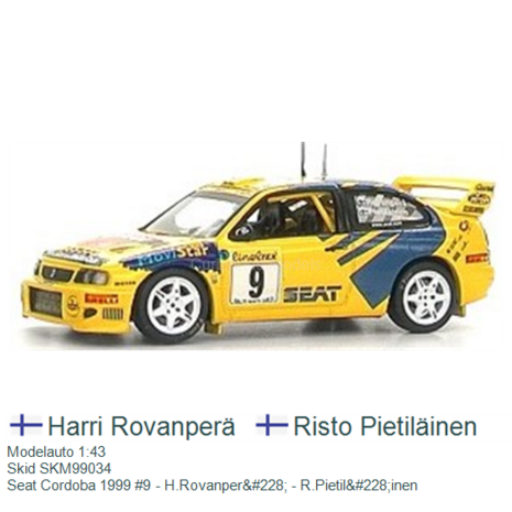 Modelauto 1:43 | Skid SKM99034 | Seat Cordoba 1999 #9 - H.Rovanper&#228; - R.Pietil&#228;inen