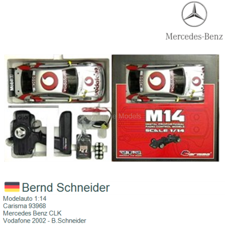 Modelauto 1:14 | Carisma 93968 | Mercedes Benz CLK | Vodafone 2002 - B.Schneider