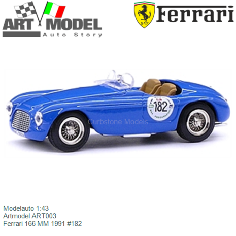 Modelauto 1:43 | Artmodel ART003 | Ferrari 166 MM 1991 #182