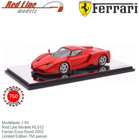 Modelauto 1:43 | Red Line Models RL012 | Ferrari Enzo Rood 2003
