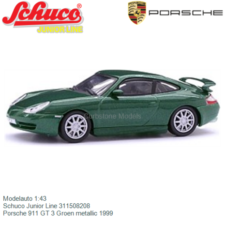 Modelauto 1:43 | Schuco Junior Line 311508208 | Porsche 911 GT 3 Groen metallic 1999