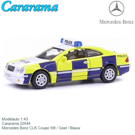 Modelauto 1:43 | Cararama 22044 | Mercedes Benz CLK Coupe Wit / Geel / Blauw