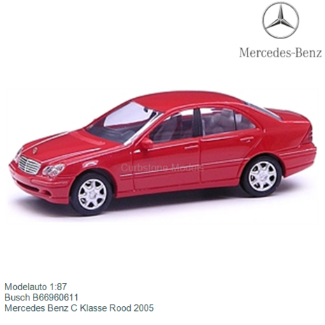 Modelauto 1:87 | Busch B66960611 | Mercedes Benz C Klasse Rood 2005
